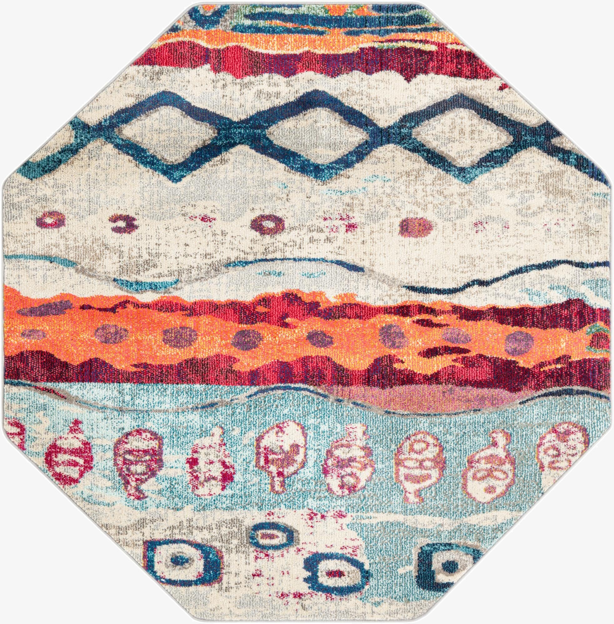 5' 3 x 5' 3  Washable Vivid Octagon Rug