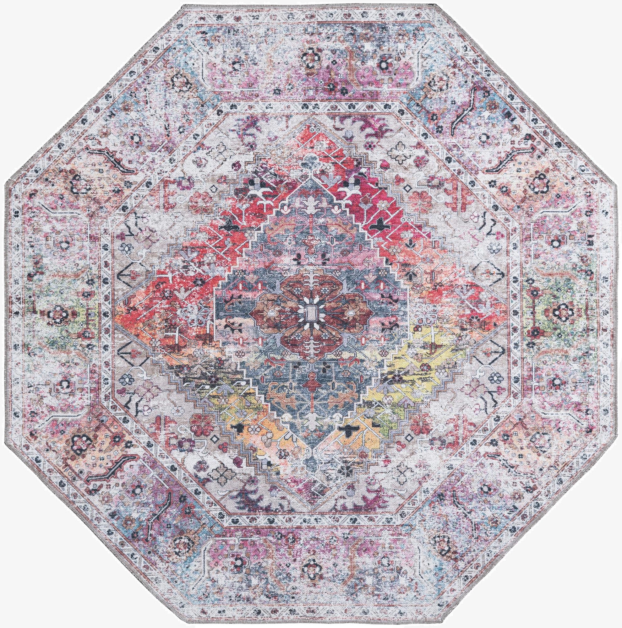 Primary image 5' x 5'  Washable Yara Octagon Rug