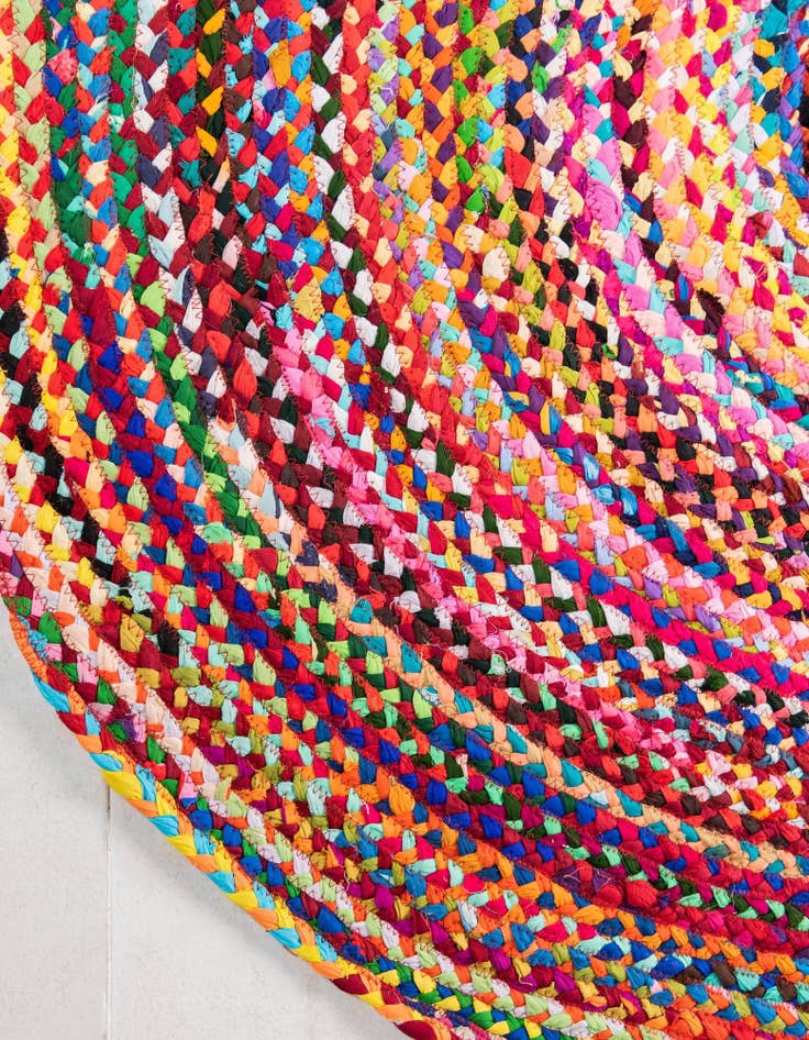 Detail image of 8' x 10'  Hand Braided Chindi Oval Rug