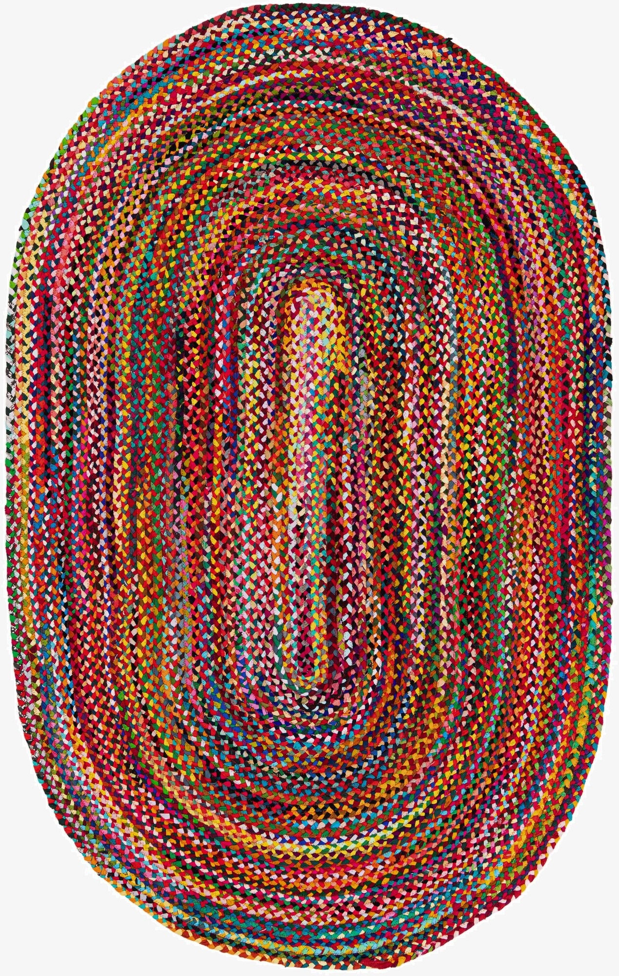 Primary image 5' 1 x 8'  Hand Braided Chindi Oval Rug