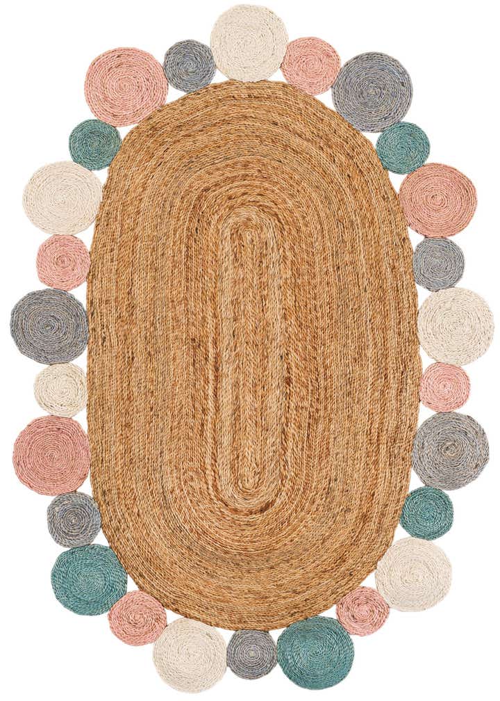 4' 1 x 6' 1 Handmade Braided Jute Oval Rug