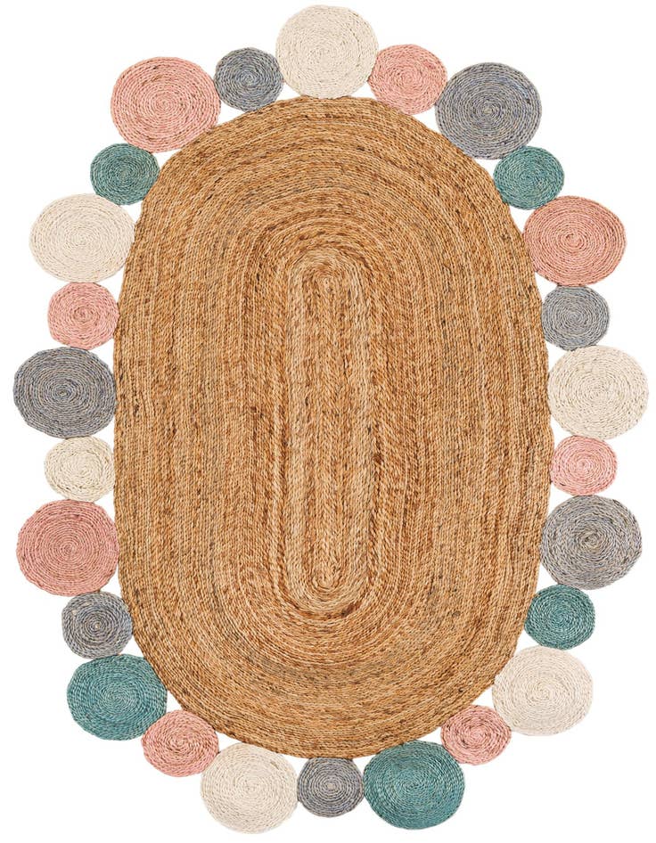 Detail image of 4' 1 x 6' 1 Handmade Braided Jute Oval Rug