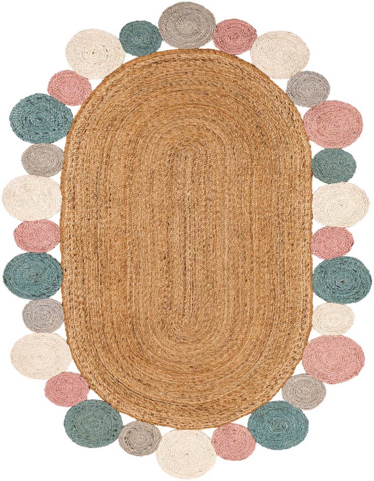 Detail image of 5' 1 x 8' Braided Jute Oval Rug