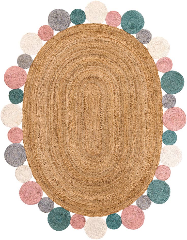 Detail image of 7' 10 x 10'  Hand Braided Jute Oval Rug