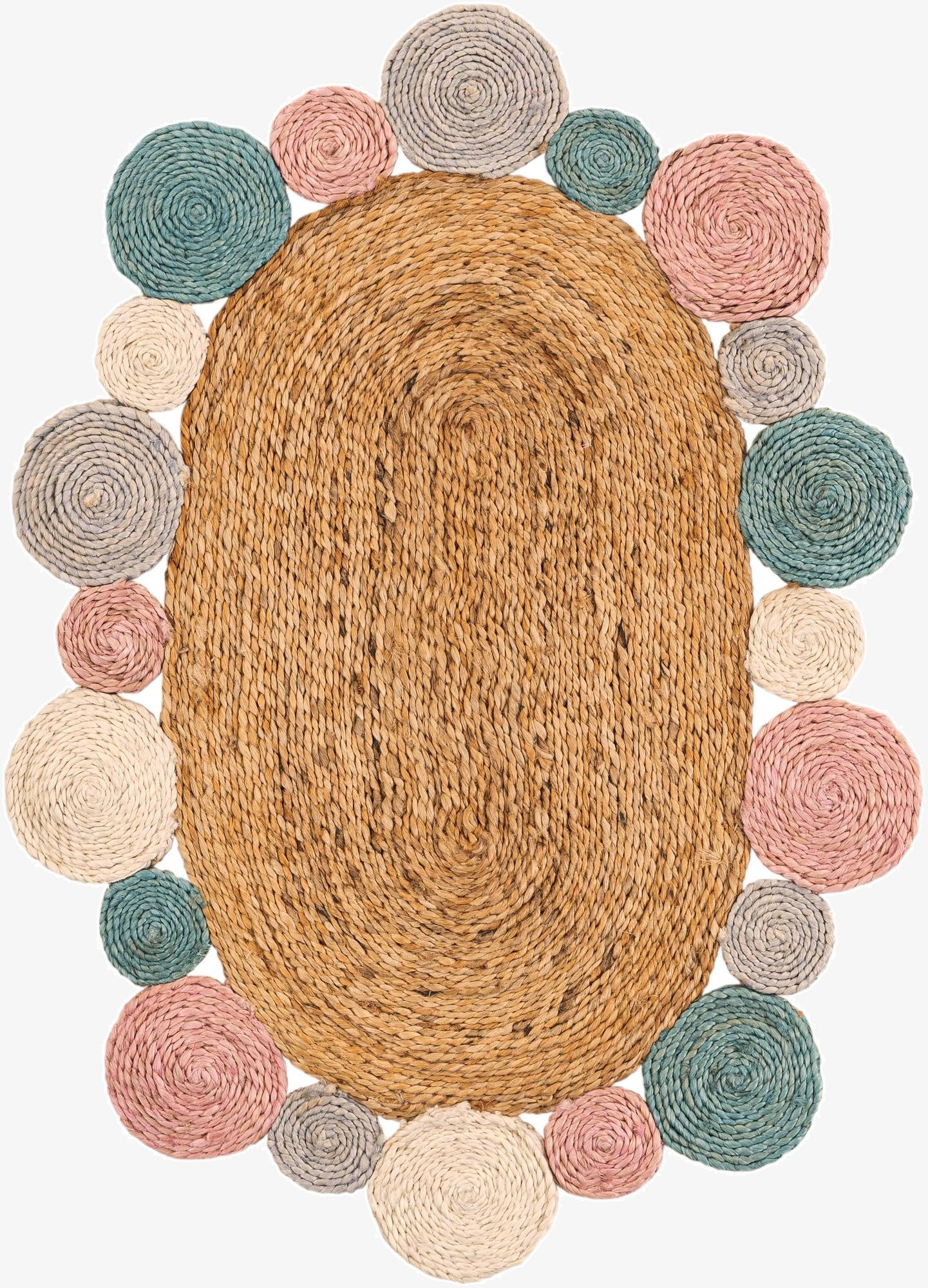 2' x 3' 1  Hand Braided Jute Oval Rug