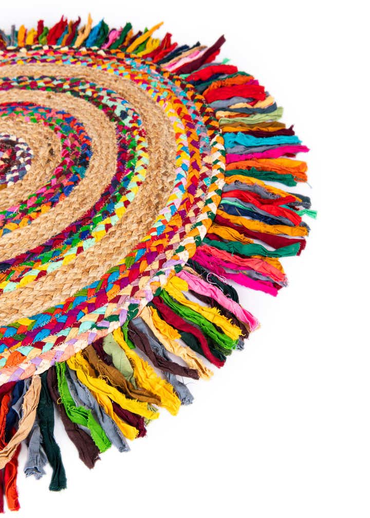 4' 1 x 6' 1 Hand Braided Chindi Jute Oval Rug