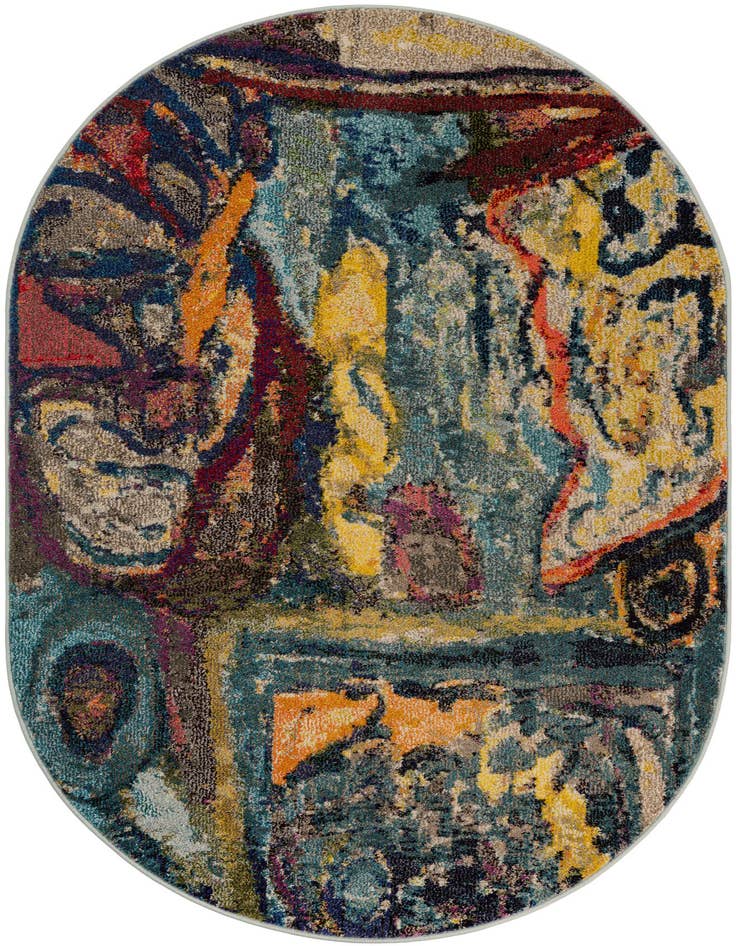 Detail image of 4' 1 x 6' 1 Washable Haerfest Oval Rug