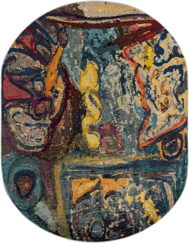 Detail image of 5' 3 x 7' 10 Washable Haerfest Oval Rug
