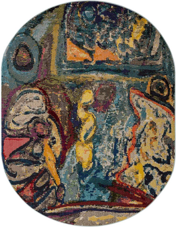 Detail image of 6' 1 x 9' Washable Haerfest Oval Rug