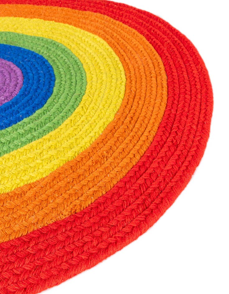Detail image of 4' 1 x 6' 1  Hand Hand Braided Rainbow Wool Oval Rug