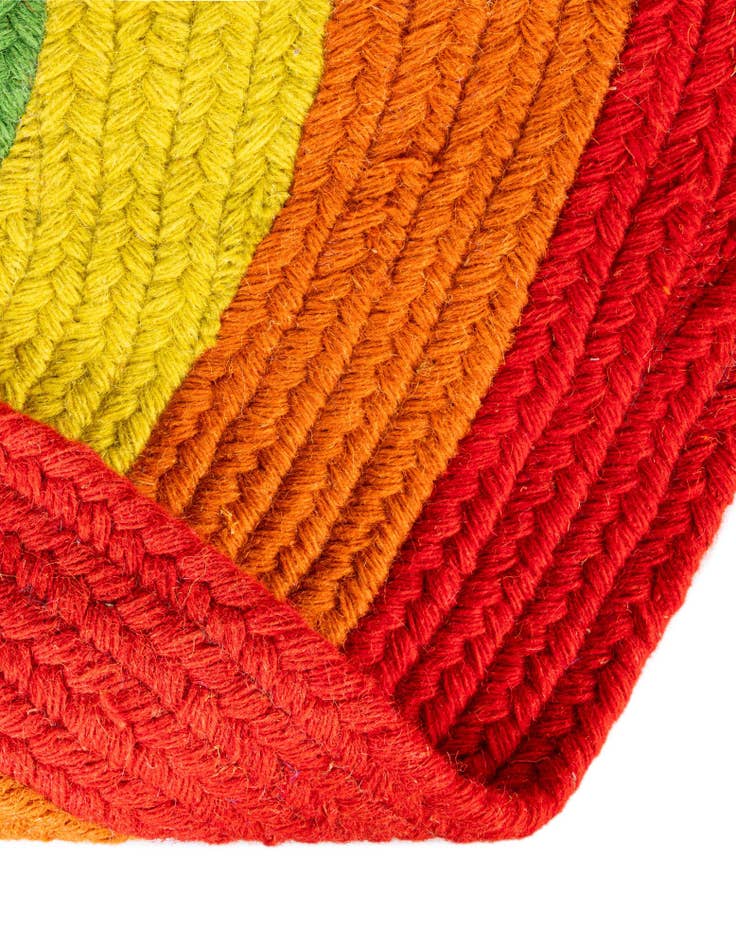 Detail image of 4' 1 x 6' 1  Hand Hand Braided Rainbow Wool Oval Rug