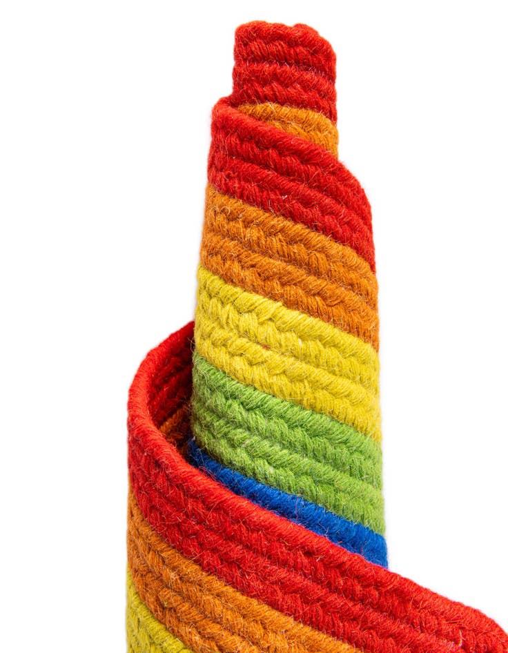 Detail image of 5' 1 x 8' Handmade Hand Braided Rainbow Wool Oval Rug
