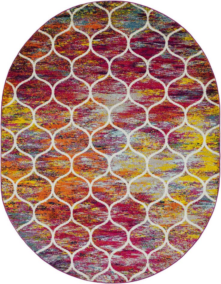 Detail image of 7' 10 x 10' Lattice Frieze Oval Rug