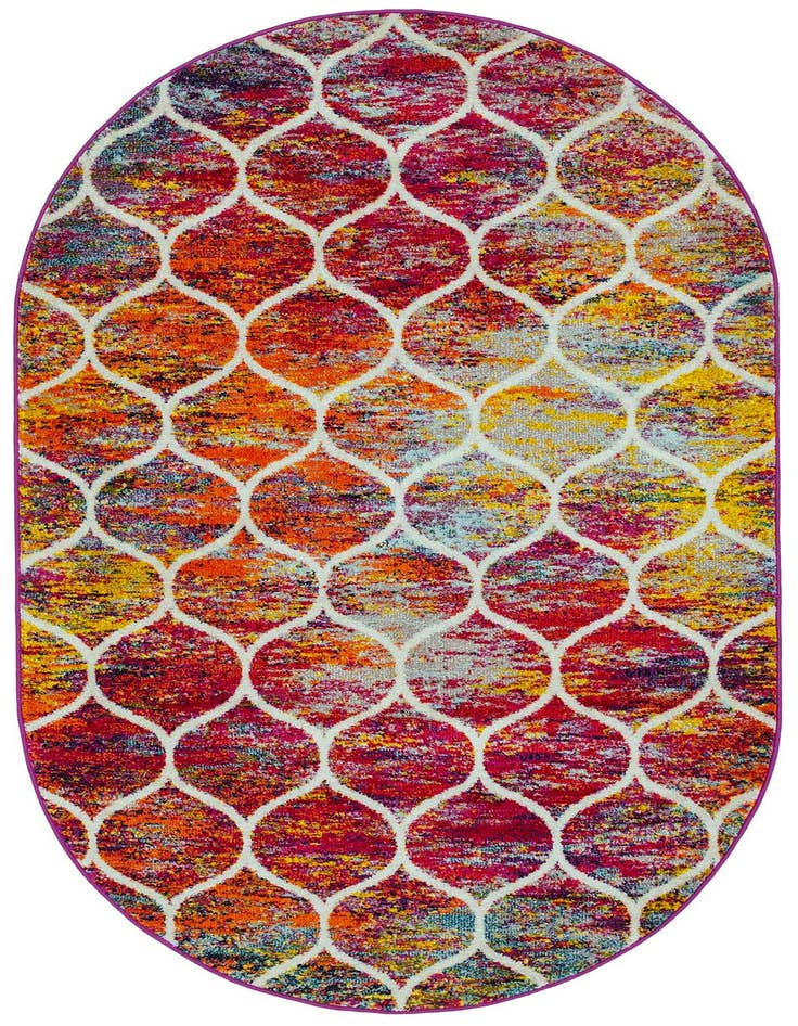 Detail image of 5' 3 x 8' Lattice Frieze Oval Rug