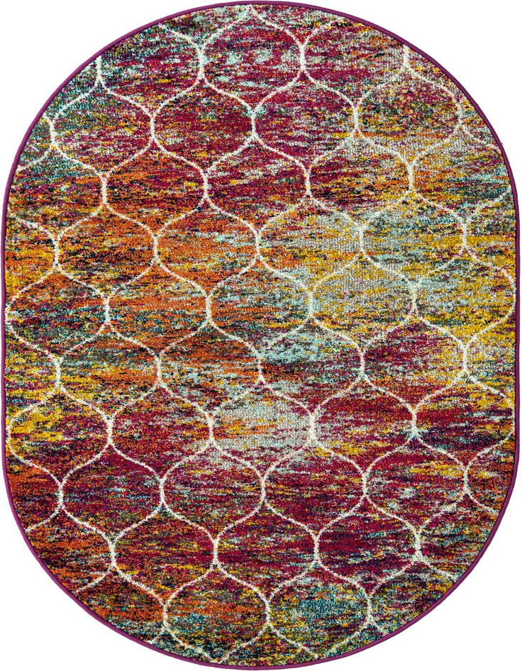 Detail image of 4' x 6' Lattice Frieze Oval Rug