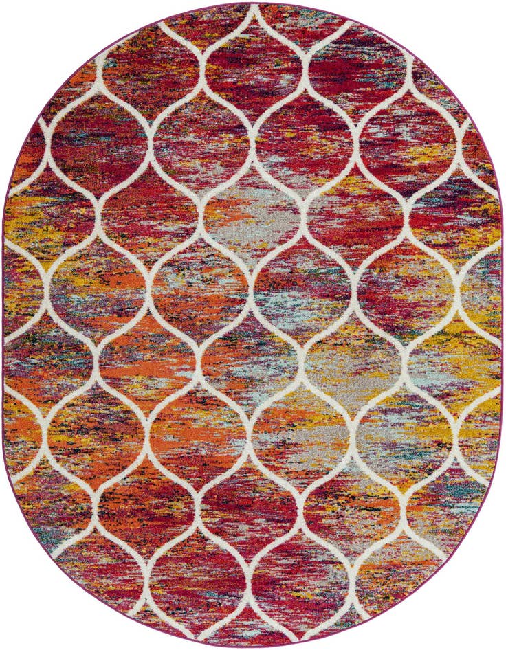 Detail image of 7' x 10' Lattice Frieze Oval Rug