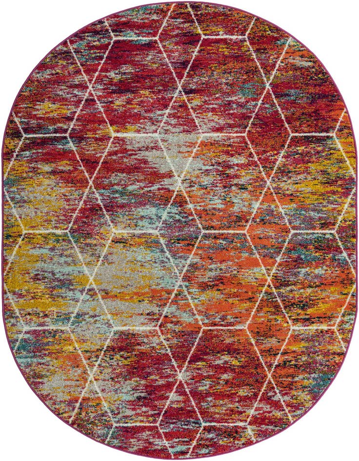 Detail image of 6' x 9' Lattice Frieze Oval Rug
