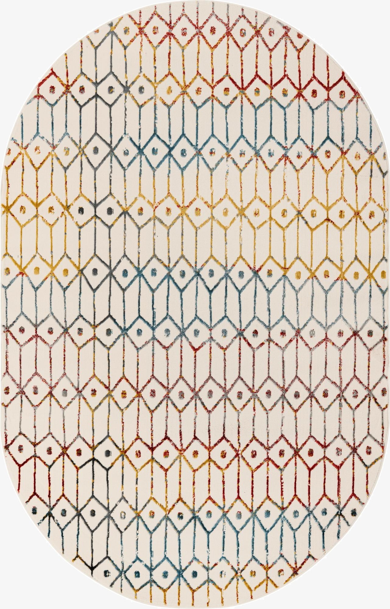 160cm x 245cm Lattice Trellis Oval Rug
