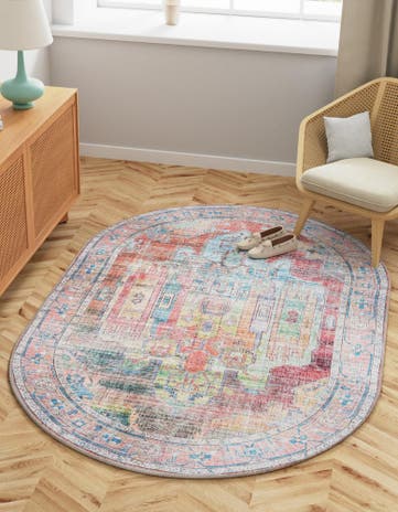 Washable Maahru Oval Rug