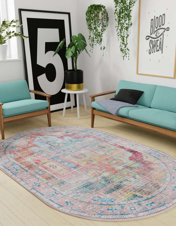 4' x 6' Washable Maahru Oval Rug