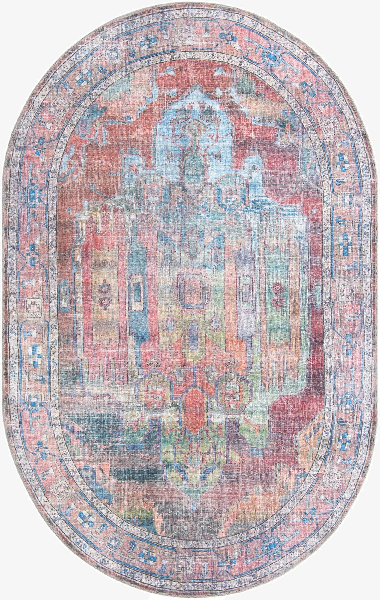 Primary image  5' 3 x 8'  Washable Maahru Oval Rug