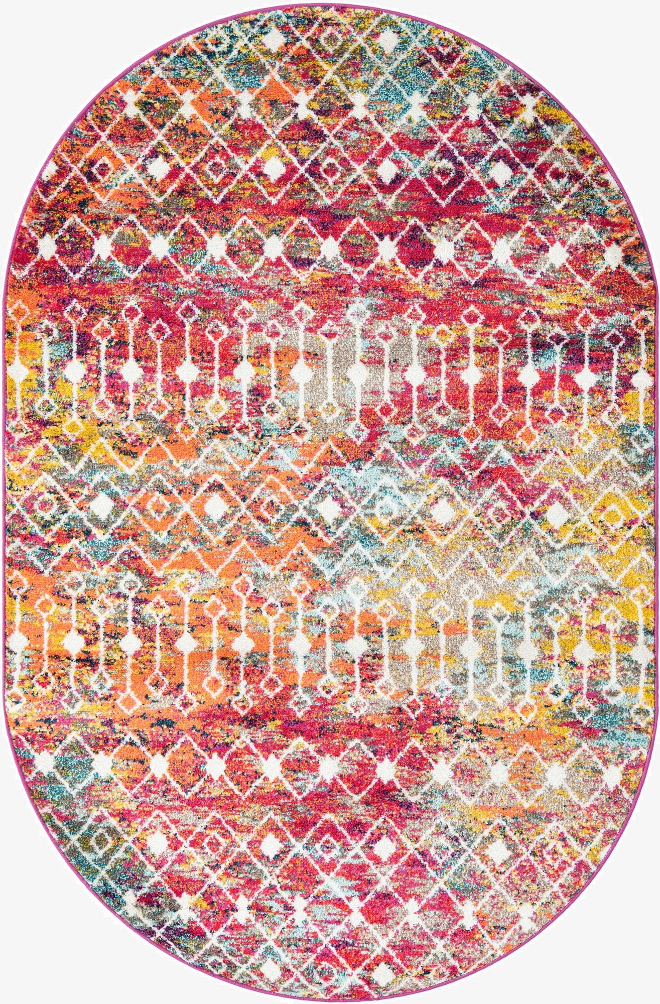 Primary image 5' 3 x 8' Moroccan Trellis Oval Rug