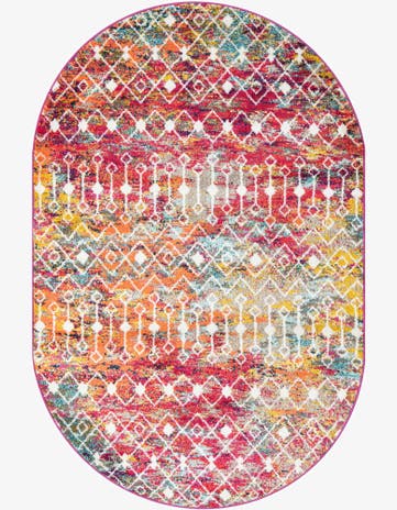 5' 3 x 8' Moroccan Trellis Oval Rug