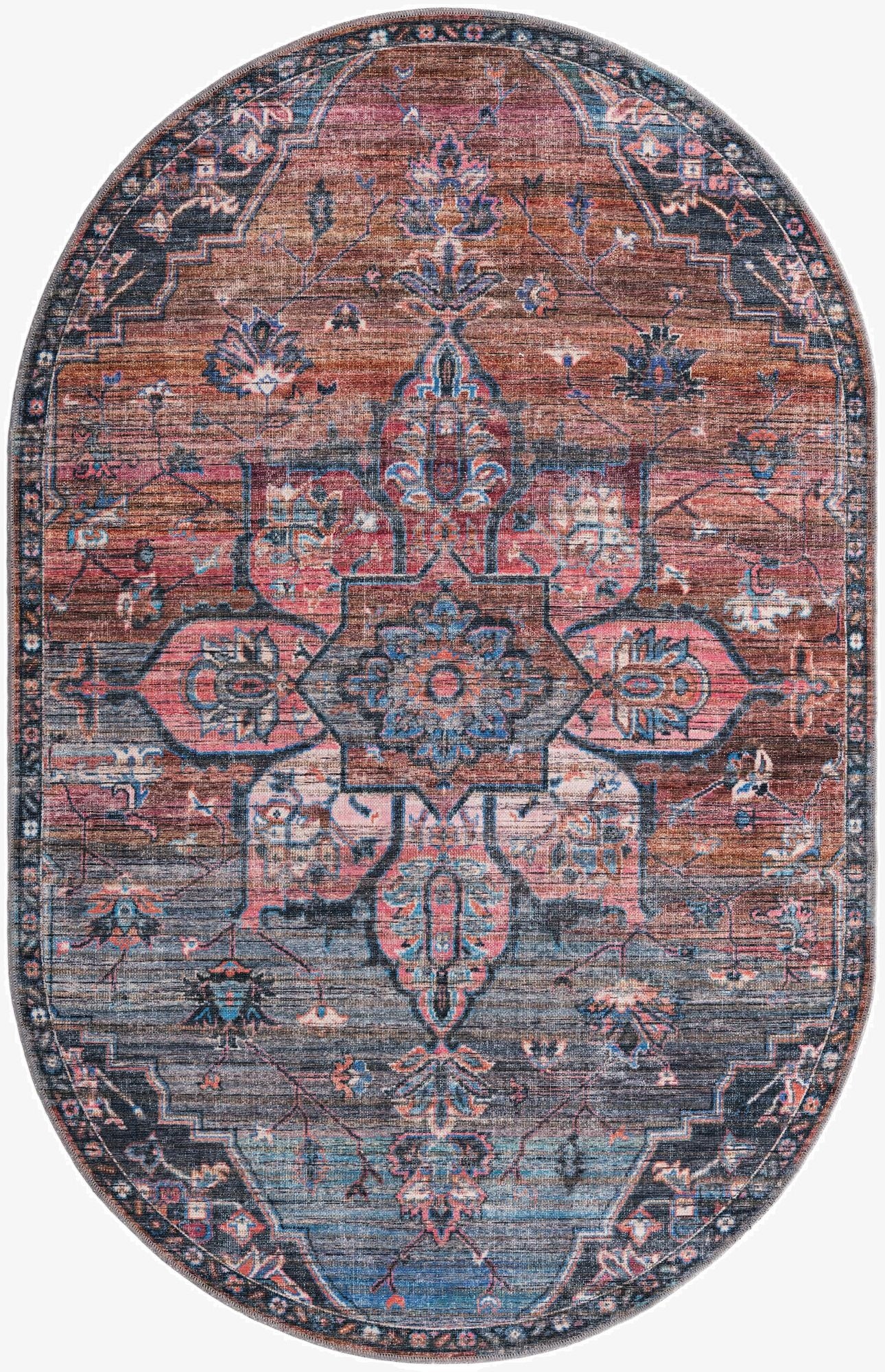 5' 3 x 8'  Washable Nostalgia Oval Rug