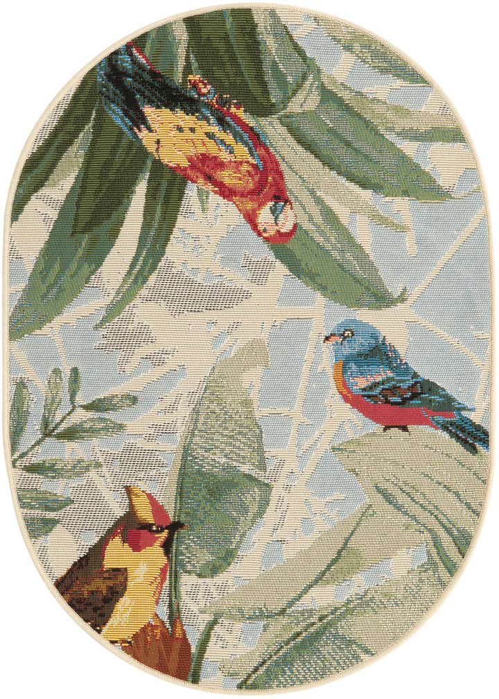 2' 2 x 3' Easy-Clean Botanical Indoor / Outdoor Oval Rug