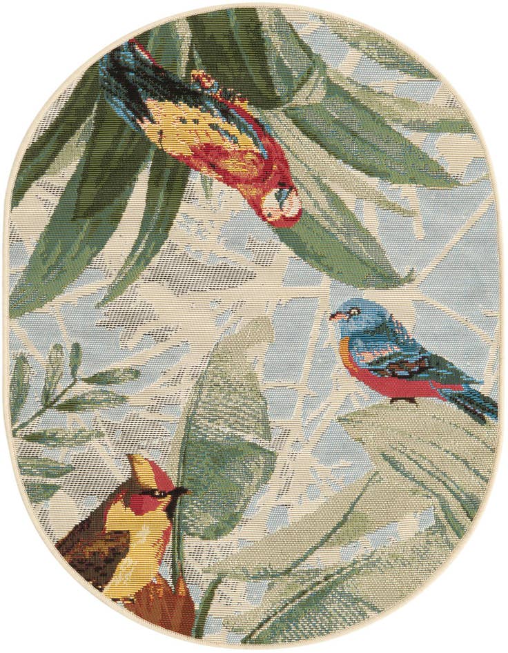Detail image of 2' 2 x 3' Easy-Clean Botanical Indoor / Outdoor Oval Rug