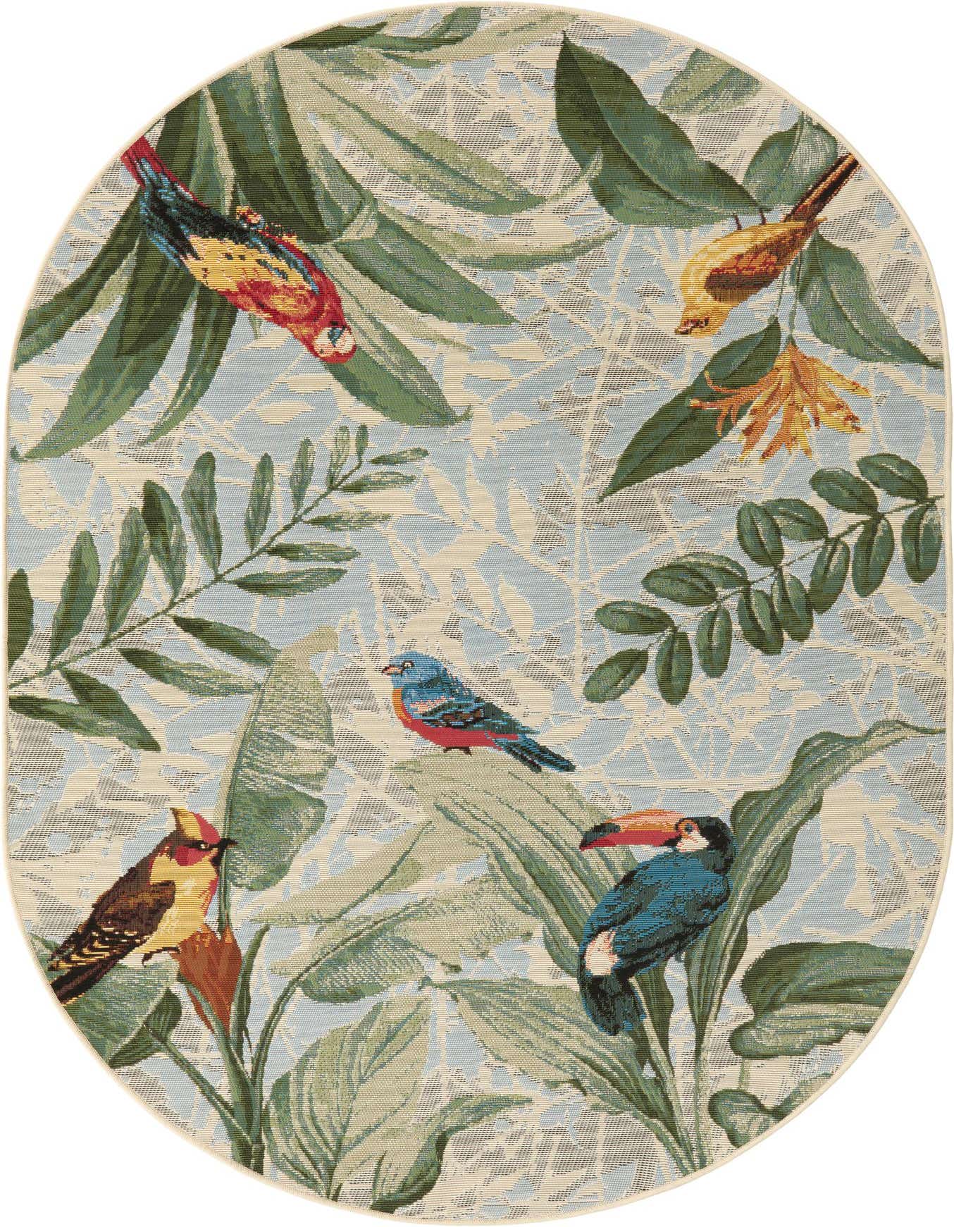 4' x 6' Easy-Clean Botanical Indoor / Outdoor Oval Rug