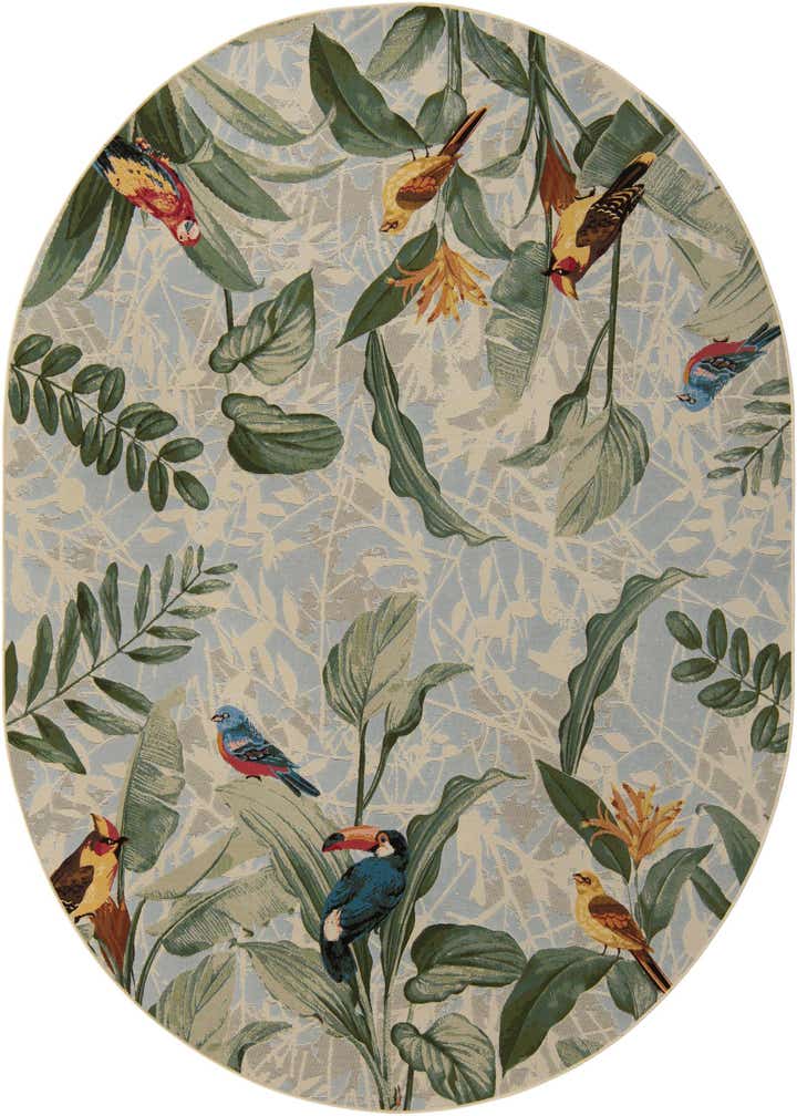 7' 10 x 10' Easy-Clean Botanical Indoor / Outdoor Oval Rug