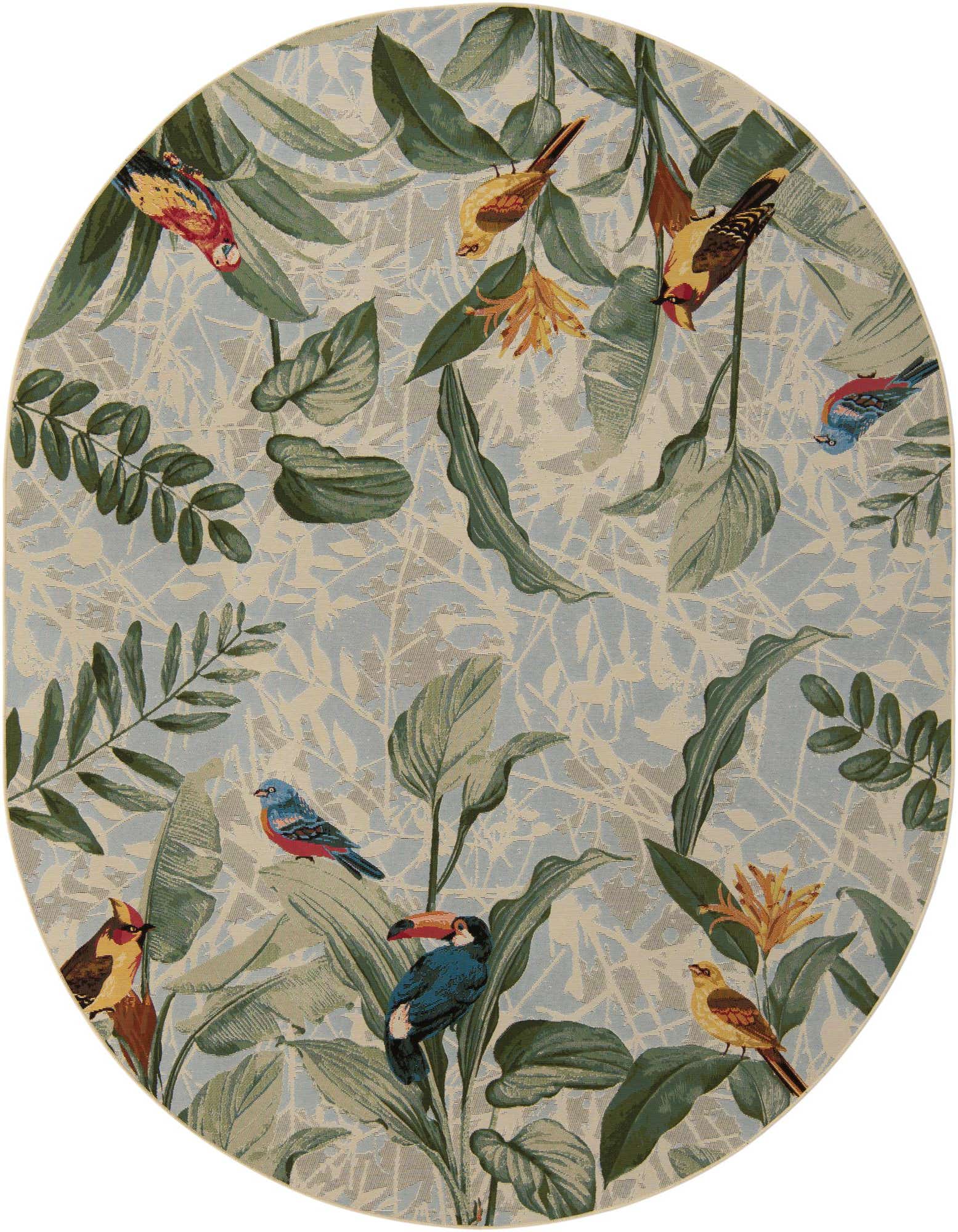 7' 10 x 10' Easy-Clean Botanical Indoor / Outdoor Oval Rug