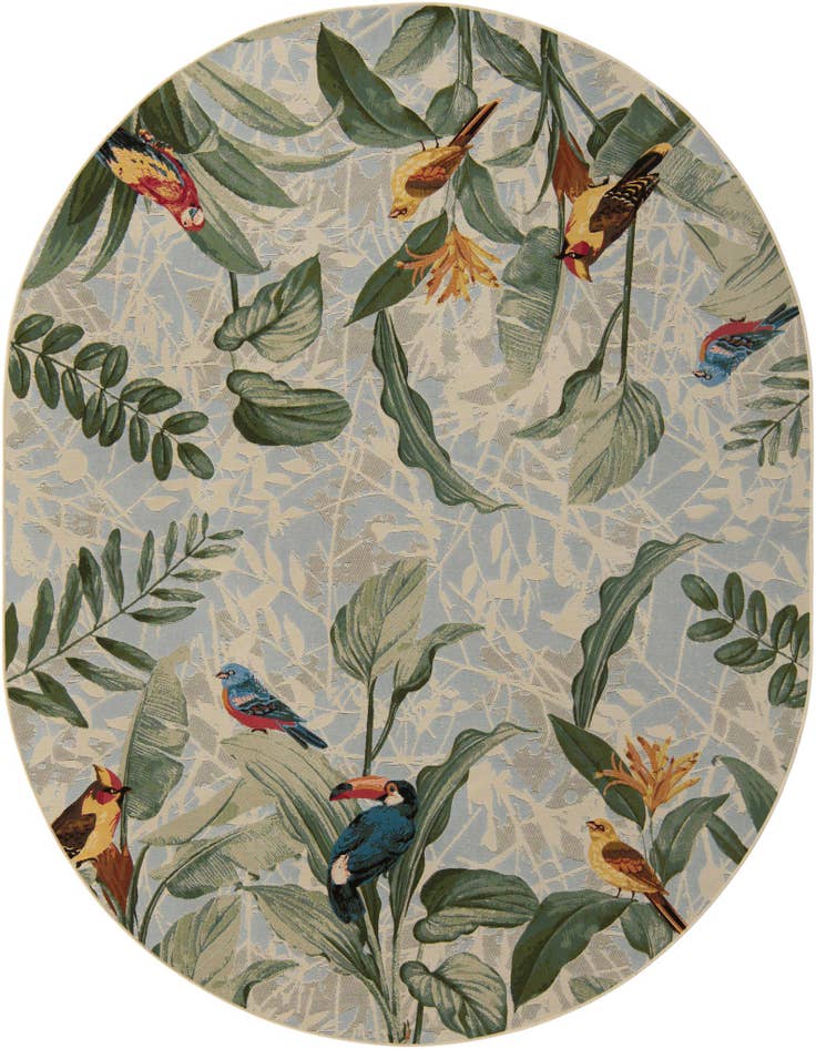 Detail image of 7' 10 x 10' Easy-Clean Botanical Indoor / Outdoor Oval Rug