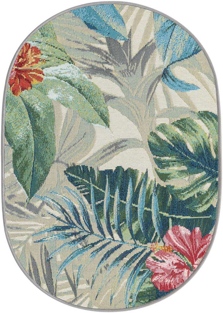 2' 2 x 3' Easy-Clean Botanical Indoor / Outdoor Oval Rug