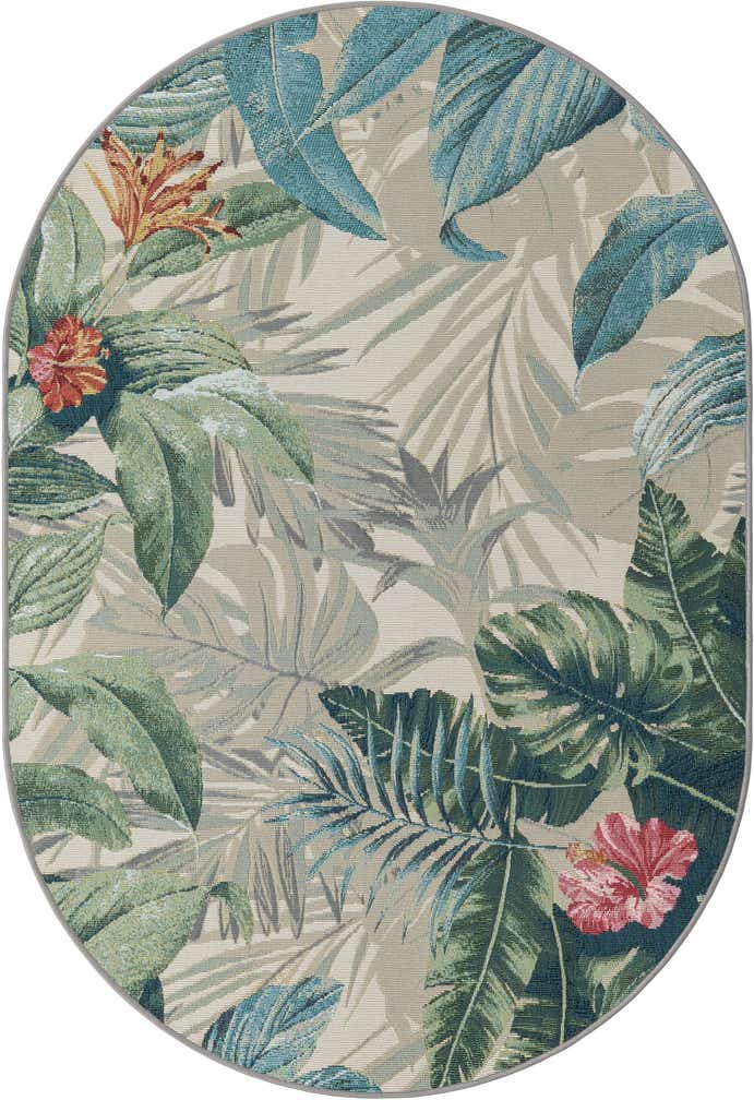 4' x 6' Easy-Clean Botanical Indoor / Outdoor Oval Rug