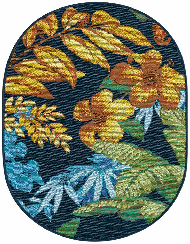 Detail image of 2' 2 x 3' Easy-Clean Botanical Indoor / Outdoor Oval Rug