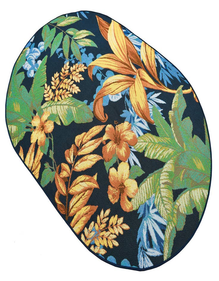 Detail image of  4' x 6'  Washable Botanical Indoor / Outdoor Oval Rug