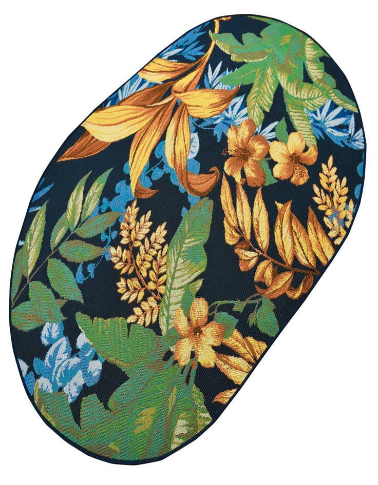 Detail image of  4' x 6'  Washable Botanical Indoor / Outdoor Oval Rug