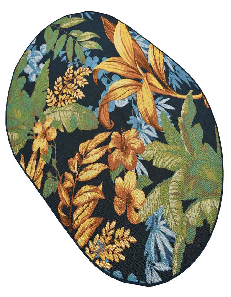 Detail image of  4' x 6'  Washable Botanical Indoor / Outdoor Oval Rug
