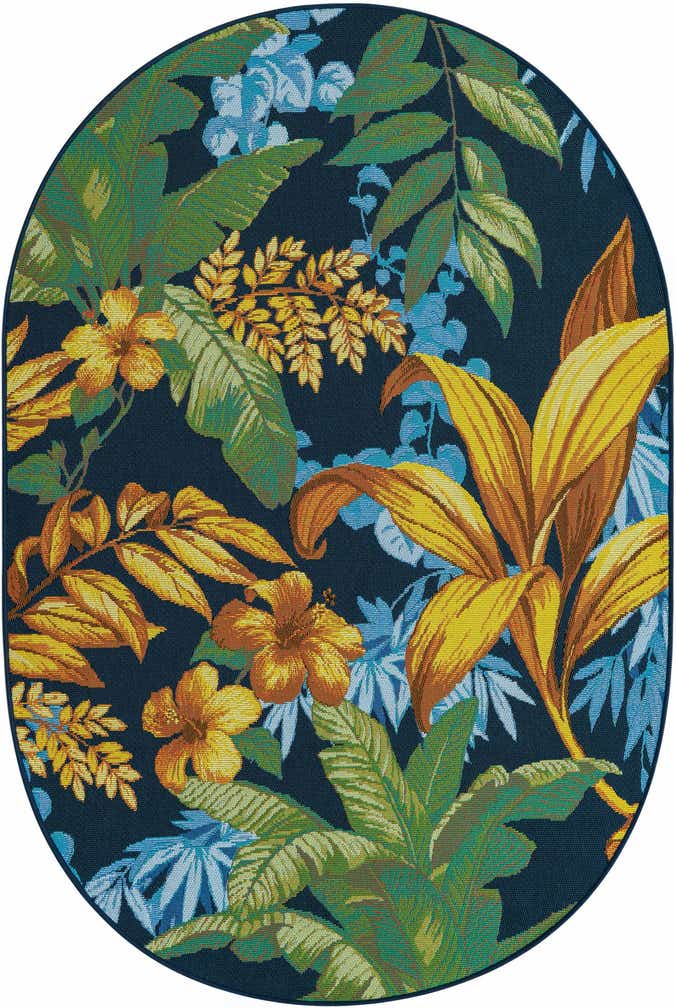 4' x 6' Easy-Clean Botanical Indoor / Outdoor Oval Rug