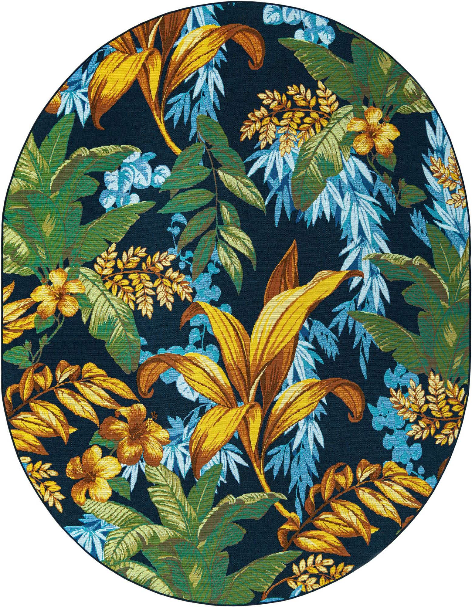 7' 10 x 10' Easy-Clean Botanical Indoor / Outdoor Oval Rug