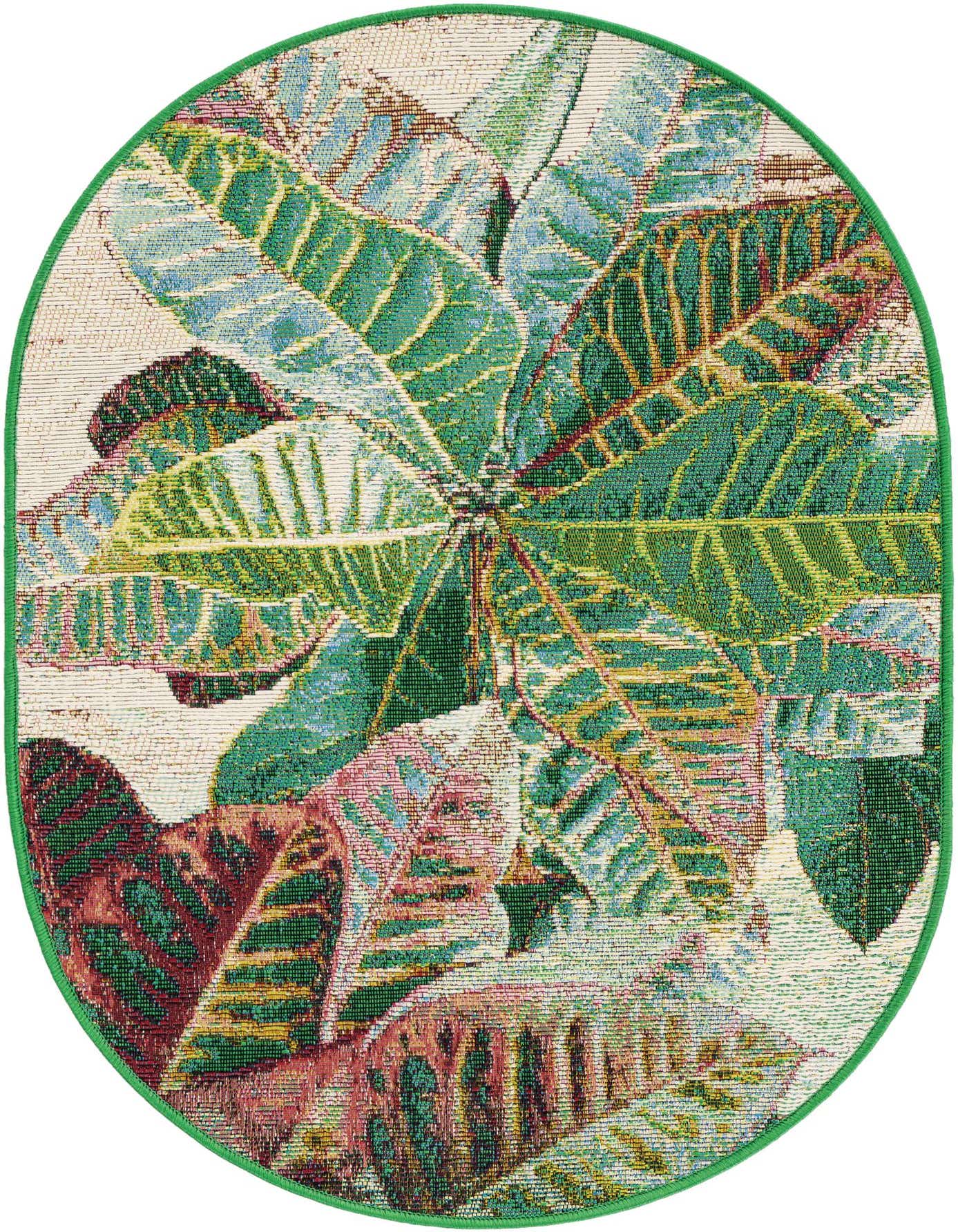 2' x 3' Easy-Clean Botanical Indoor / Outdoor Oval Rug