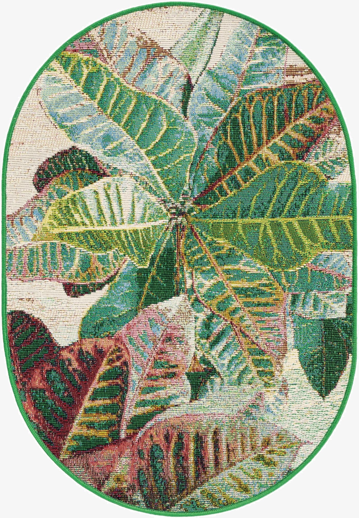 2' x 3'  Washable Botanical Indoor / Outdoor Oval Rug