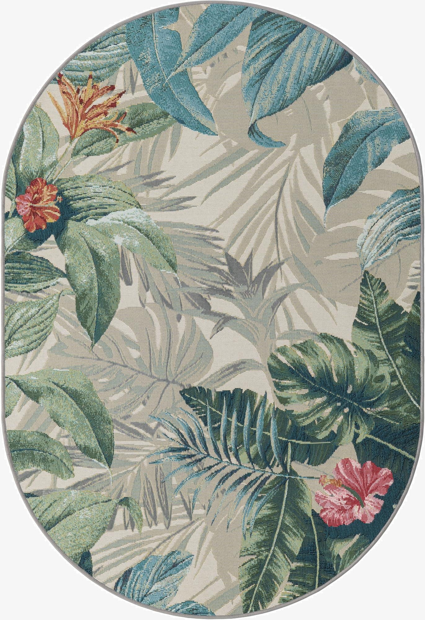 125cm x 185cm  Washable Botanical Indoor / Outdoor Óvalo Alfombra