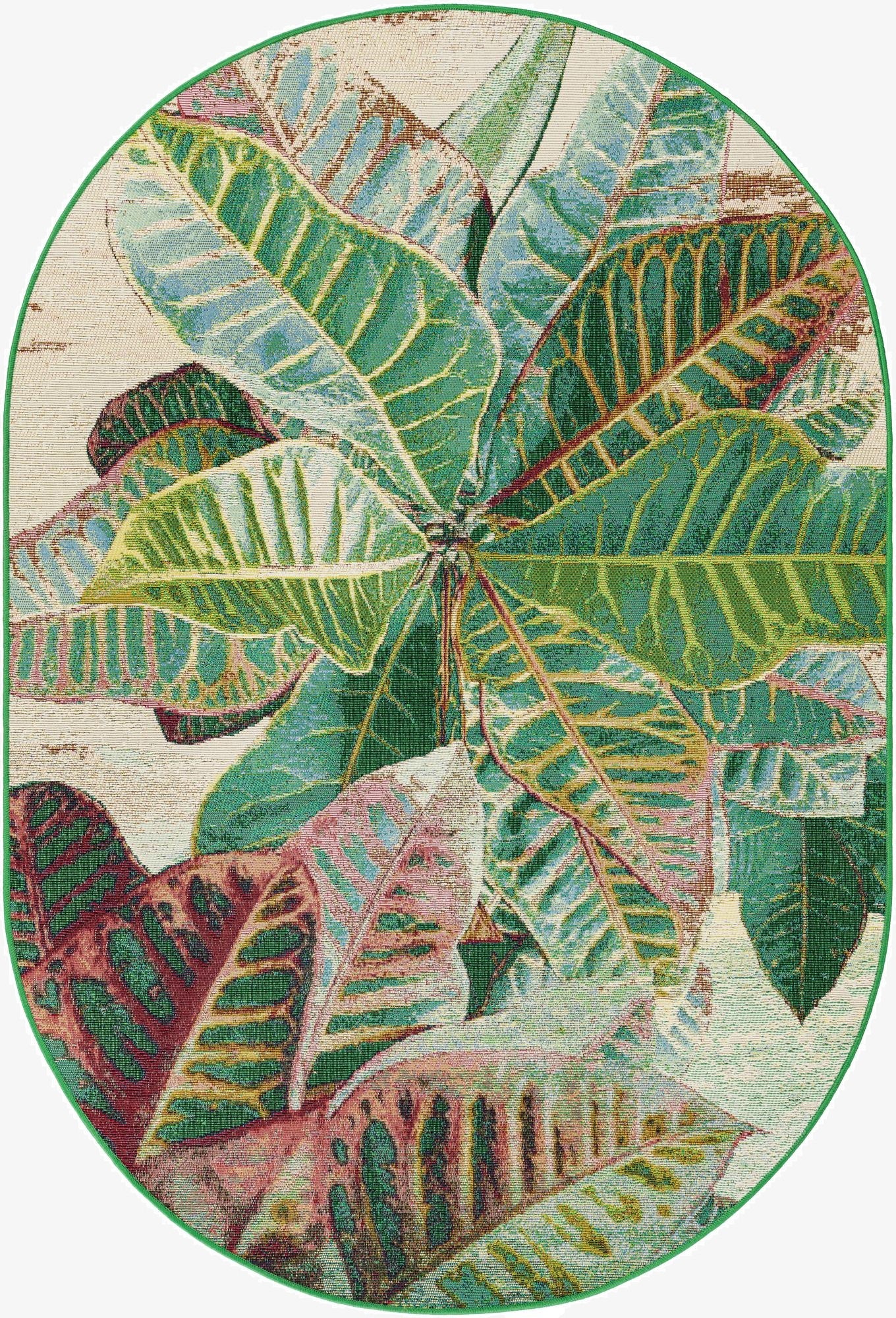 4' x 6'  Washable Botanical Indoor / Outdoor Oval Rug