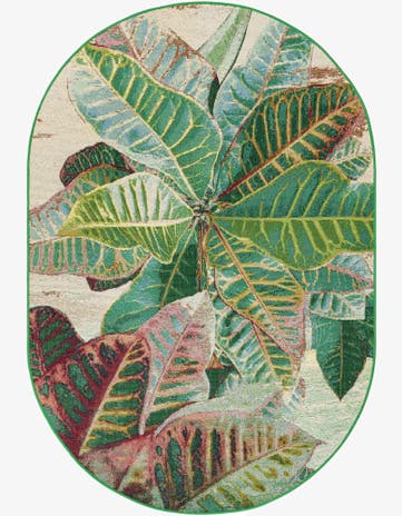 Easy-Clean Botanical Indoor / Outdoor Oval Rug