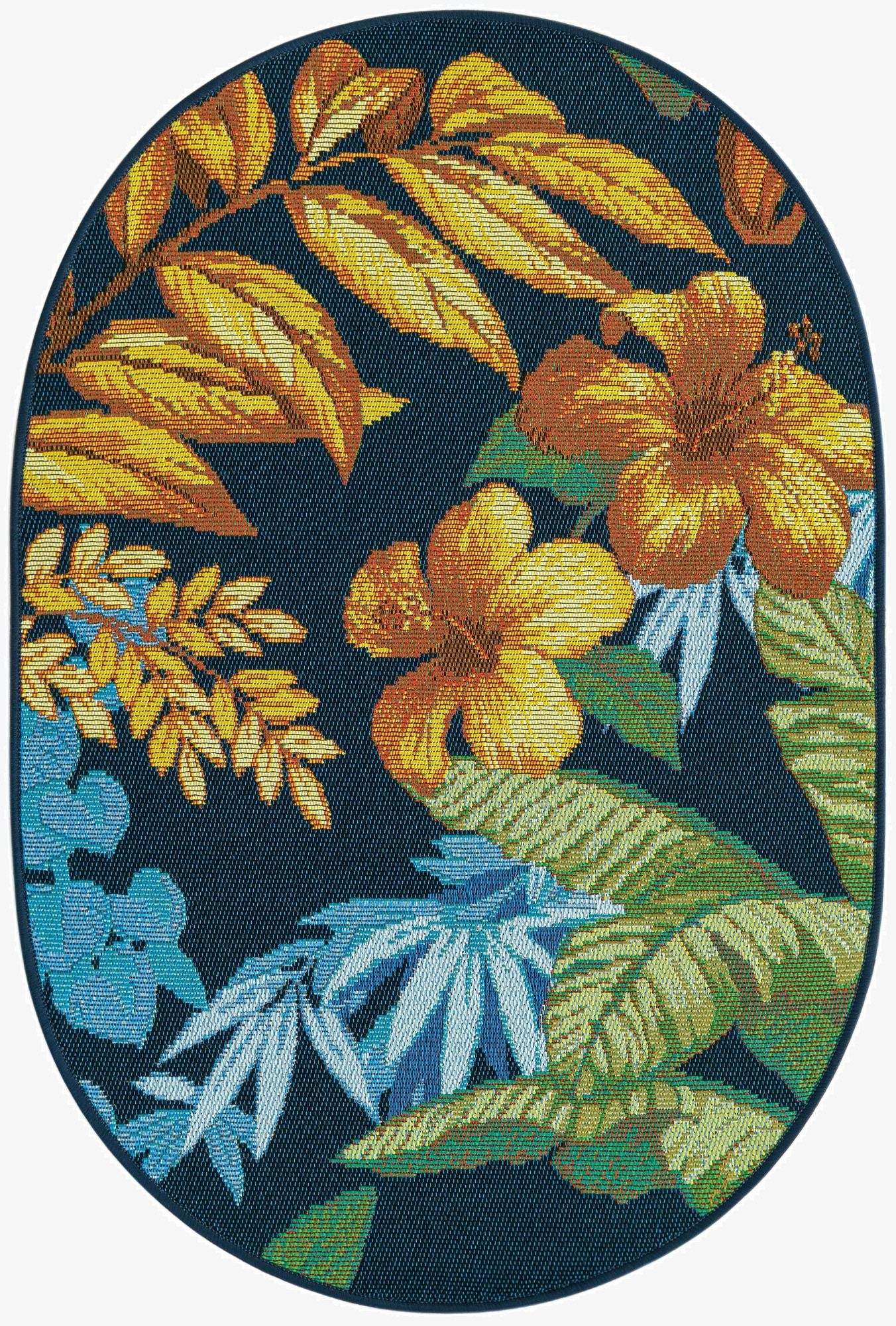 2' 2 x 3'  Washable Botanical Indoor / Outdoor Oval Rug