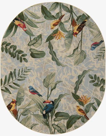 Easy-Clean Botanical Indoor / Outdoor Oval Rug