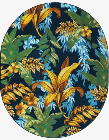 7' 10 x 10' Easy-Clean Botanical Indoor / Outdoor Oval Rug